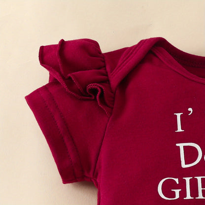 3pcs Short Sleeve & Shorts Set for Newborns - "I'm Daddy's Girl" Letter Print Pants and Headband, Mommy's World Alphabet Kids' Outfit, Perfect for Outdoor