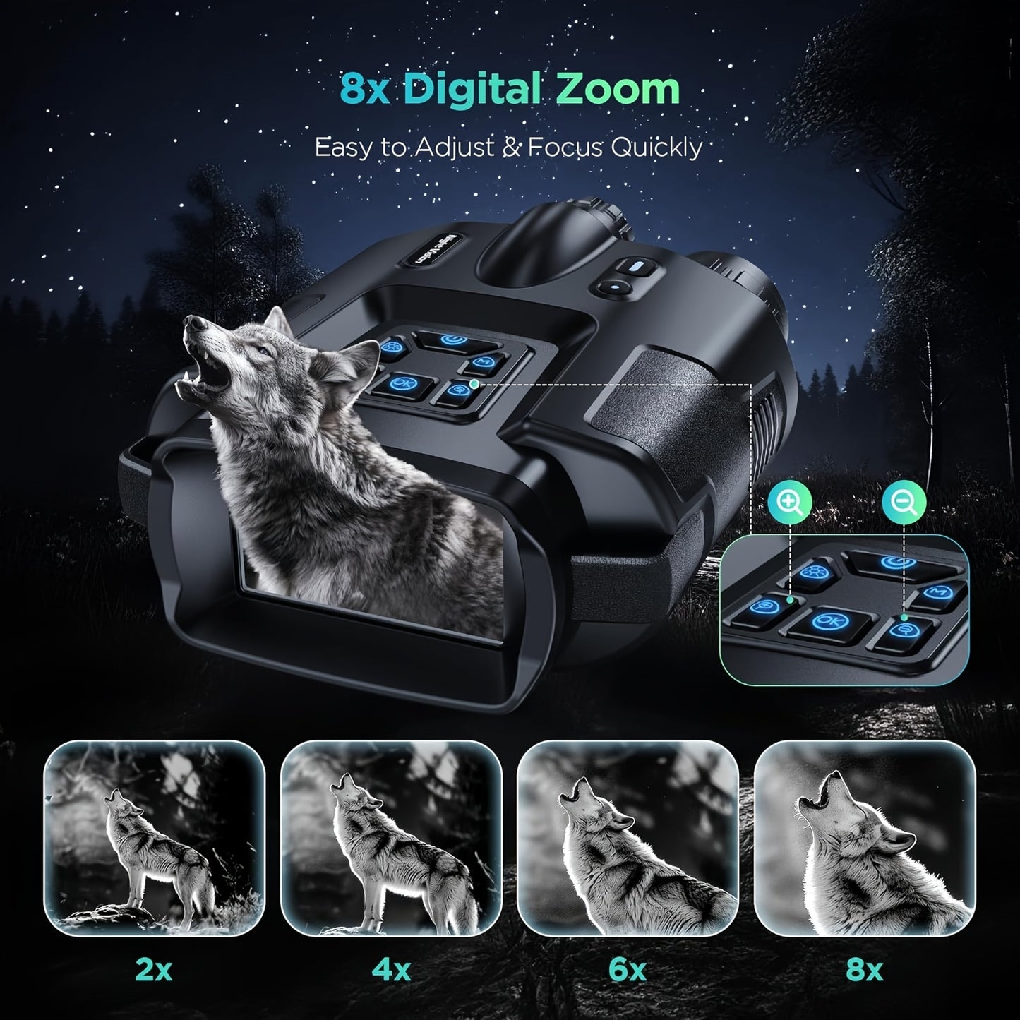 8x 4K Ultra HD Digital Night Vision Binoculars - 5000mAh long-lasting Li-ion battery, 3-inch high-resolution display, 600m long range detection - ideal for wildlife observation, valentine's day, gift for your love