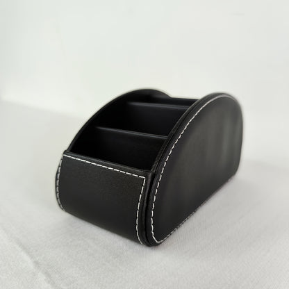 1pc Faux Leather Remote Control Holder - a Desktop Storage Box with 5 Compartments, Suitable for Organizing And Decorating Your Desk, Ideal for TV Remotes/Media Controllers/Office Supplies, a Home Open Storage Box, And a Hous