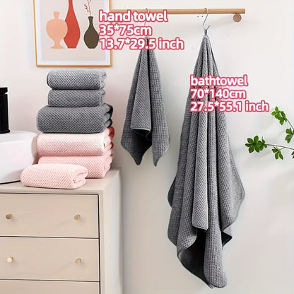 4pcs Luxury Pineapple Mesh Towel Set - Super Absorbent, Quick-Drying, Ultra-Soft, and Beige-Friendly Home Bath Towels - Ideal Bathroom Essentials with Fabric Weave,  Soft Texture, Ultrasoft Material, Skinfriendly Towel, Spa L