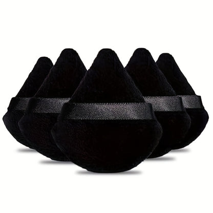 5pcs Soft Triangle Powder Puffs for Loose Powder, Mineral Powder, Body Powder, Velour Cosmetic Foundation Sponges - Nude and Black - Beauty Makeup Tools