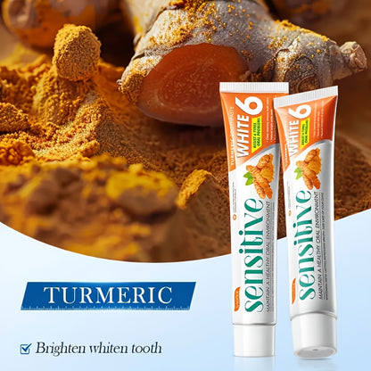 Natural Turmeric Teeth Toothpaste with Ginger Extract - 6-in-1 Formula for Deep Cleaning, Sensitivity Relief & Plaque Control, Whitens Teeth, Freshens Breath, Moisturizing for Healthy Gums, Vegan & Ethically Made, 100g