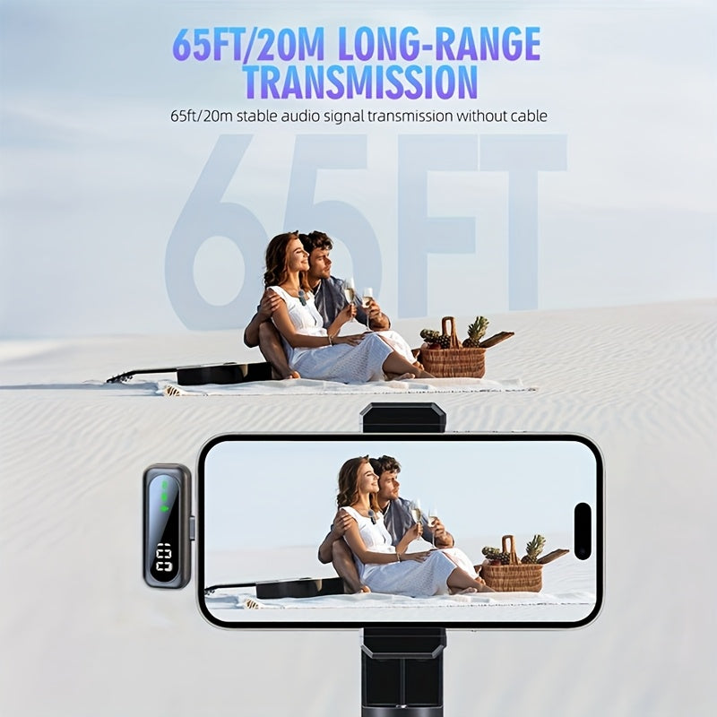 2025 New USB C Phone Mini Microphone for iPhone, Android, Camera, Utsund LED Display Wireless Lavalier Microphone for Video Recording, Clip on Lapel Lav Mics with Noise Reduction for Interview Vlog YouTube TikTok