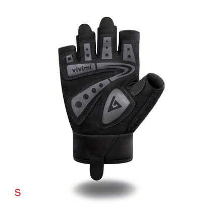 1 Pair of Versatile Fitness Gloves - Black, Polyester Blend, Knit Fabric, Adjustable Buckle Closure, Extra Grip for Weightlifting, Training, Suspension, Pull-ups - Perfect for Indoor & Outdoor Gym Workouts, Gym Gloves|Adjusta