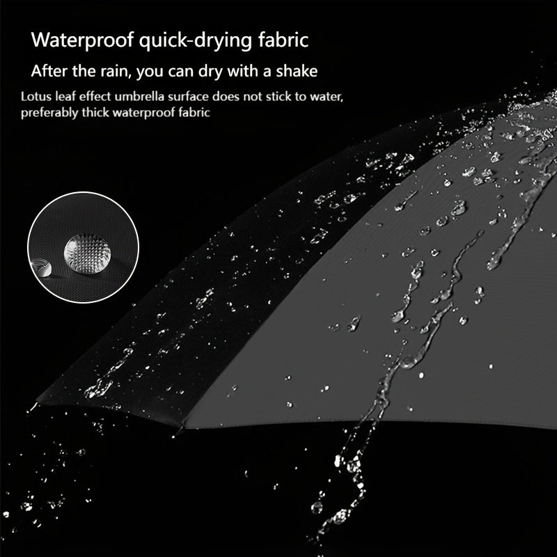 10 bone 3+3 glass fiber bone automatic folding umbrella, enlarged and thickened black rubber sunscreen coating, reinforced protective aluminum alloy skeleton, simple solid color design, unisex business sunshade dual-use umbre