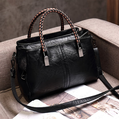Big Bag 2025 Four Seasons Versatile Handbag Fashion Office Bag Texture Soft Boston Single Shoulder Crossover Large Capacity Women's Bag