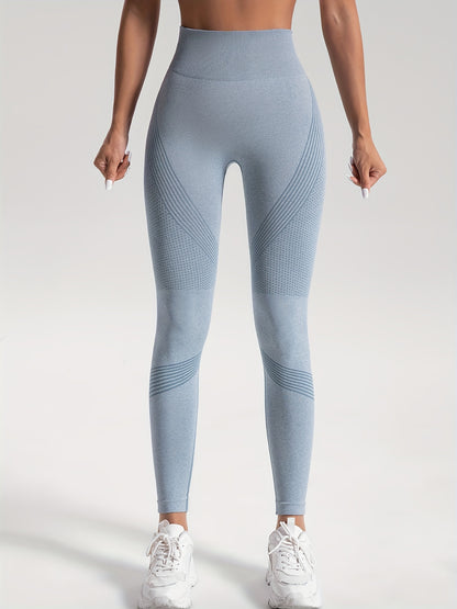 2pcs Solid Color High-Stretch Fitness Yoga Sports Leggings, Soft Breathable Yoga Tight Pants, Women's Activewear