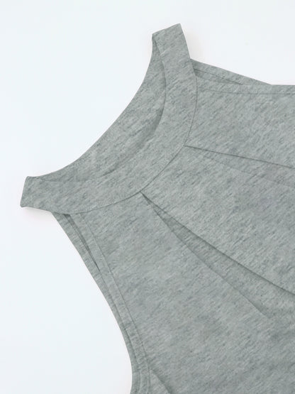 Solid Pleated Halter Neck Top, Versatile Sleeveless Simple Halter Blouse For Summer, Women's Clothing
