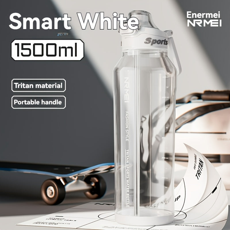 Garrafa de água desportiva NRMEi com palhinha, tampa flip-top e pega portátil - Design durável, resistente a impactos e antiderrapante para ginásio, atividades ao ar livre e hidratação. Acabamento brilhante e elegante. Material livre de BPA.