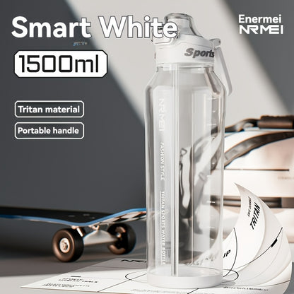 Garrafa de água desportiva NRMEi com palhinha, tampa flip-top e pega portátil - Design durável, resistente a impactos e antiderrapante para ginásio, atividades ao ar livre e hidratação. Acabamento brilhante e elegante. Material livre de BPA.