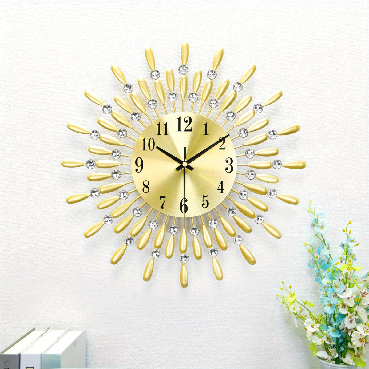 1pc 14.56 Inch Black Small Wall Clock For Living Room Decor, Modern Metal Wall Clocks For Kitchen Bedroom Office Decor, Non-Ticking Quiet Wall Clock Easy To Read