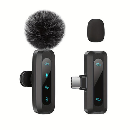 HITOZON Professional Wireless Wireless Lavalier Microphone with Noise Canceling, Plug & Play -C Receiver, Clip-On Mic for Streaming, Vlogging, Podcasting, Smartphones/Tablets, - (Compatible with iPhone/)