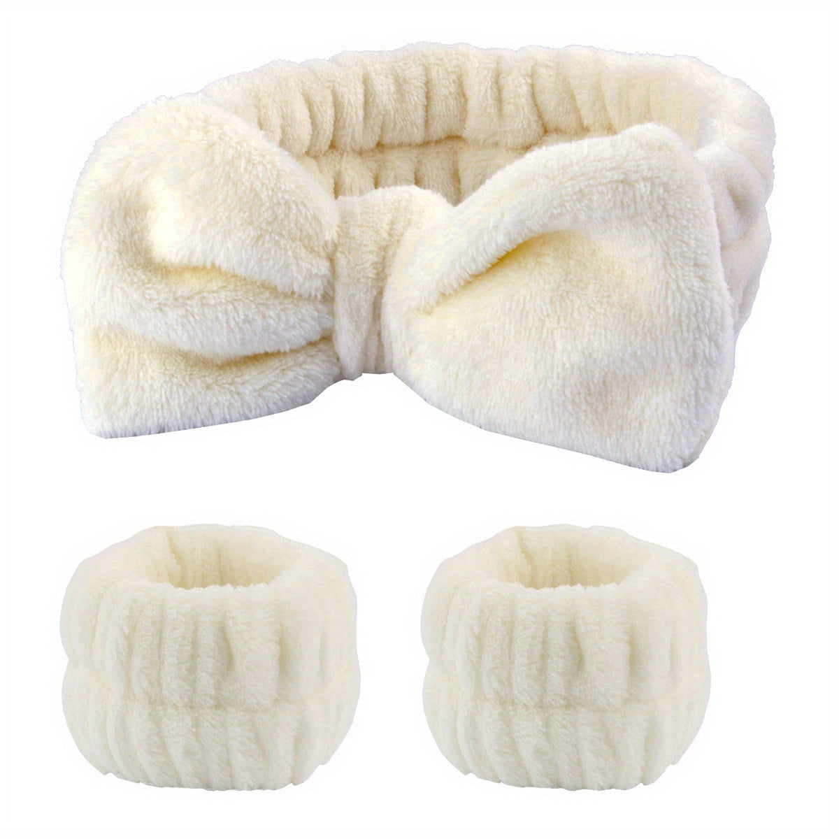 1pc/3pcs Cute Bow Hair Band And Wristband Set, Women Spa Headband For Washing Face, Makeup Hair Band, Skincare Headbands