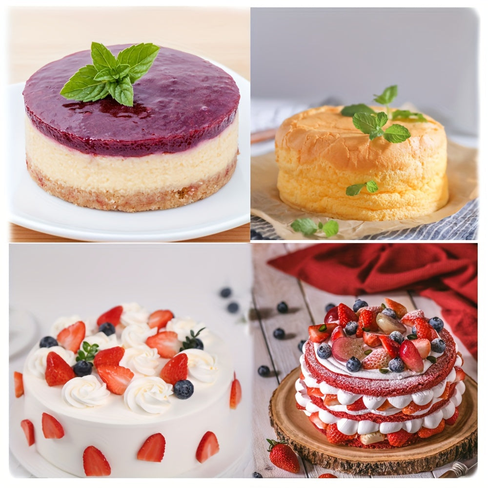 Conjunto de 4 formas de silicone para bolo, nos tamanhos 10,16 cm, 15,24 cm, 20,32 cm e 25,4 cm. Acessórios para forno, utensílios de cozinha e utensílios de pastelaria.