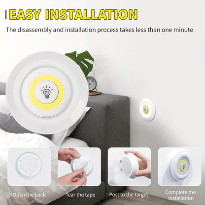 6pcs Smart Wireless LED Under-Cabinet Lights COB Night Light With Remote Control - Perfect For Wardrobe, Kitchen & More!
