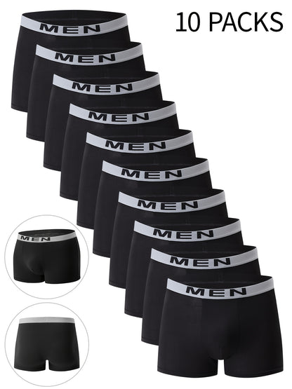 10-Pack Men'S Boxer Briefs - Breathable, Comfortable, Stretchy Underwear with "NINJA" Graphic, Solid, Perfect for Casual Attire, Gym, Or Everyday Wear
