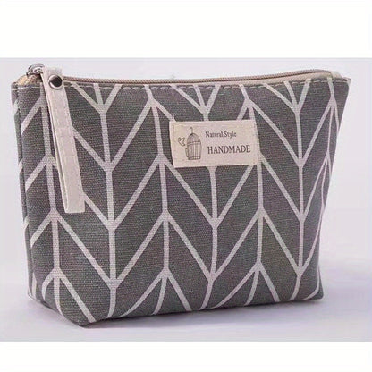 Casual Canvas Cosmetics Bag, Zipper Coin Purse, Portable Travel Storage Bag