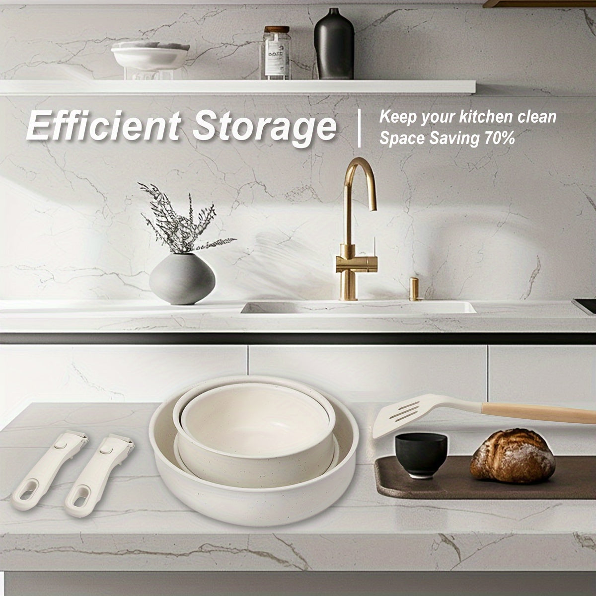 Kpxsiaion Ceramic Coating Nonstick Cookware Set 12pcs with Detachable Handle, Induction Dishwasher Oven Safe Pans and Pots Set, Home Cooking Essentials, Kitchen Cookware, Stylish Pots And Pans, Contemporary Cookware, Highqual