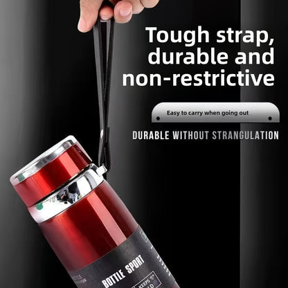 1000ml/33.8oz Stainless Steel Thermos - Double-Wall Vacuum Insulated Cup with Leakproof Lid, 24-Hour Hot/Cold Retention, Large Mouth for Easy Cleaning - Matte Finish, Ideal for Camping, Hiking, Office, Travel - Keeps Drinks H