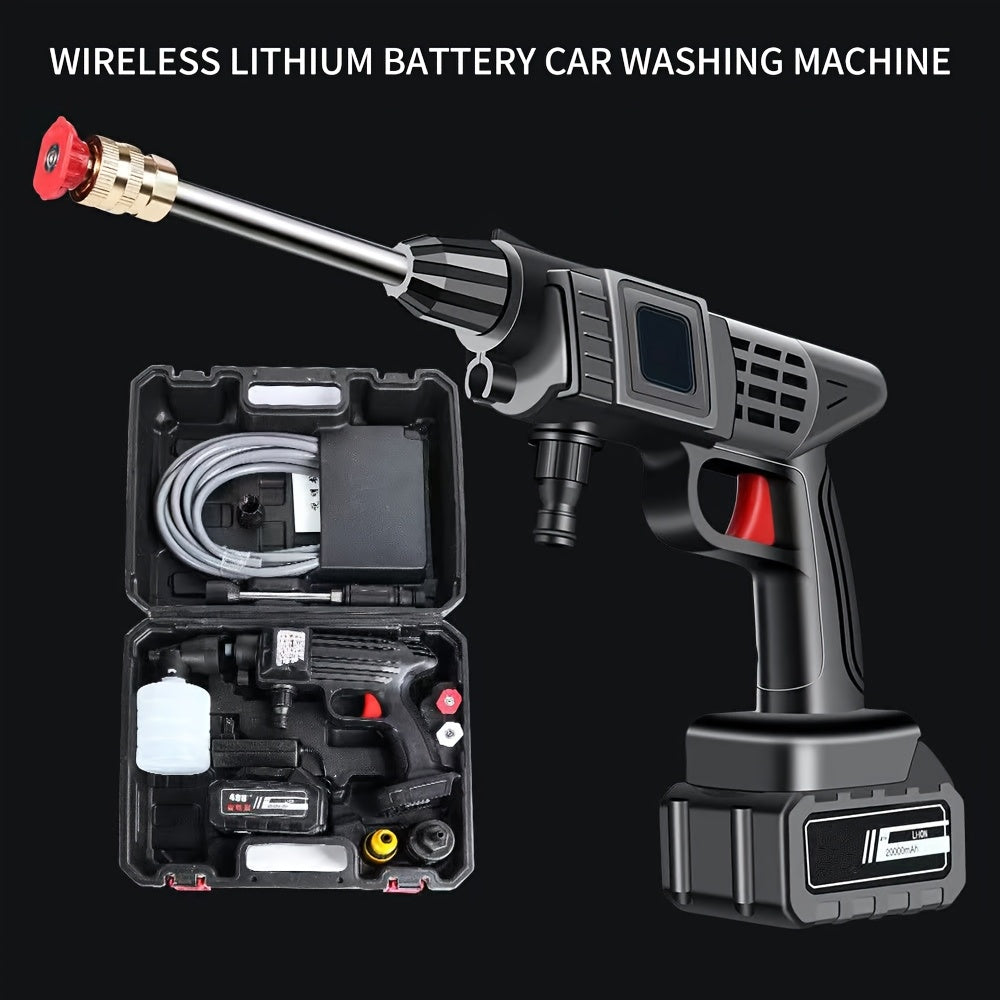 Portable charging car wash tool, freeing from the restriction of water tap, can be used as long as there is a water source. Powerful, suitable for car washing, garden watering, home floor cleaning, and extremely convenient fo