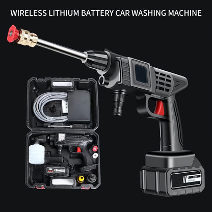 Portable charging car wash tool, freeing from the restriction of water tap, can be used as long as there is a water source. Powerful, suitable for car washing, garden watering, home floor cleaning, and extremely convenient fo