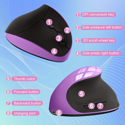 Rato Ergonómico Vertical Sem Fios Recarregável