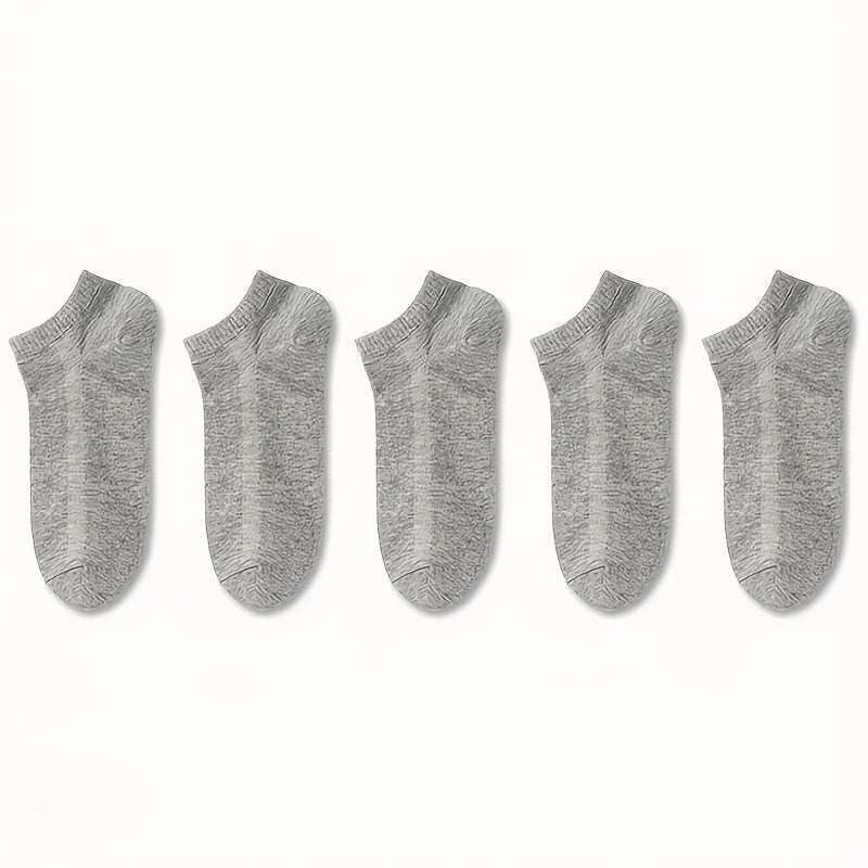 5 Pairs Ultra-Comfortable Low-Cut Ankle Socks - Breathable, Stretchy, and Durable for Sports & Casual Attire - Solid Black, Gray, and White, Sports Socks, Versatile Sock Options, Simple Sock Design, Breathable Fabric