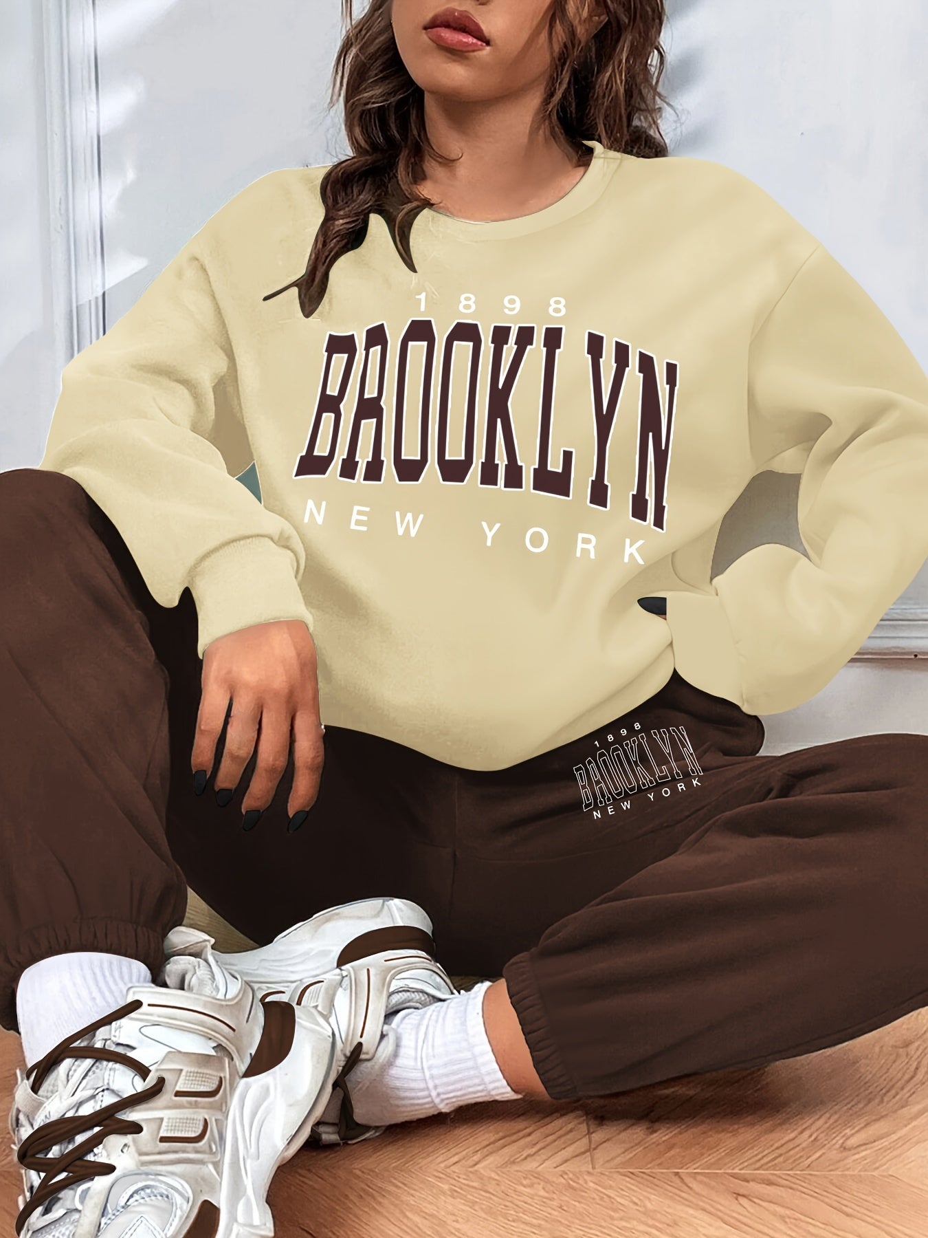 Casual Color Block Two-piece Set, Letter Print Sweatshirt & Sporty Jogger Pants Outfits, Women's Clothing