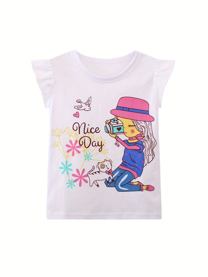 3pcs 100% Cotton Cartoon Graphic Short Sleeve T-shirt Set Summer Clothes Gift Party