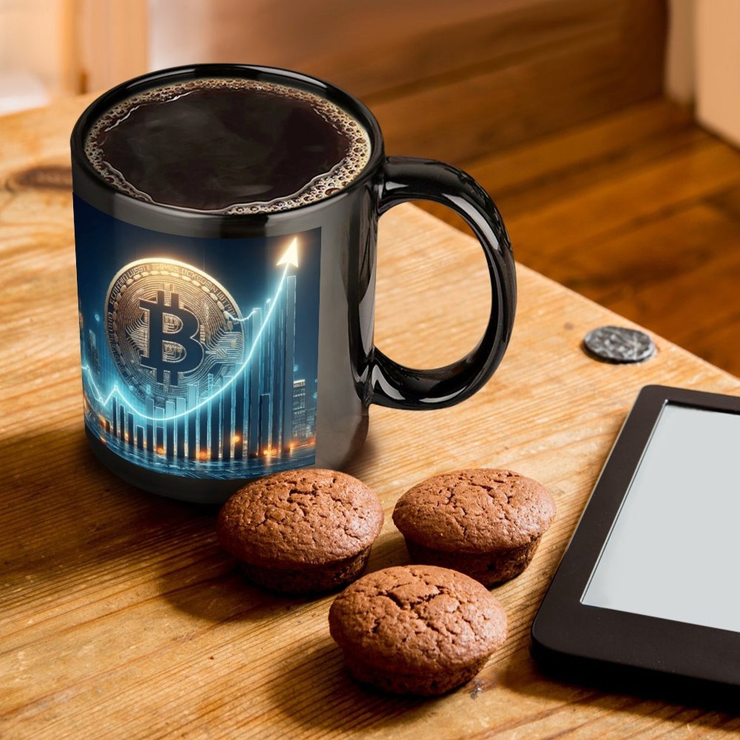 1pc 11oz Bitcoin Ceramic Coffee Mug – Insulated Reusable Tea Cup with Crypto-Themed Design, Perfect Gift for Women, Mom, or Girlfriend, Gift for Crypto Enthusiasts | Cryptothemed Mug | Sleek Glossy Finish