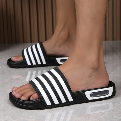 New Men's air cushion slippers, with four-strip design on the surface, air cushion shockproof sole, anti-slip and wear-resistant, fashionable and versatile