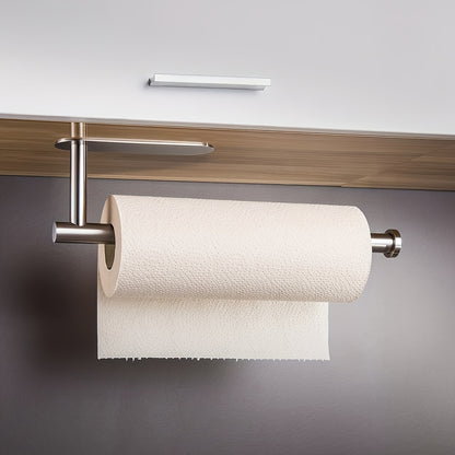 1pc Self-Adhesive Paper Towel Holder Under Cabinet For Kitchen, Bathroom Tissue And Towel Holder, Plastic Wrap And Roll Paper Storage Storage Rack, Home Kitchen Bathroom Supplies