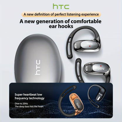 HTC NE35 AI Translation Earbuds Real-time Translation Headphones OWS Open-Ear Wireless Headphones, Latest BT V6.0, Noise Reduction Clear Call, 6.5 Hours Music Long Battery Life, Big speaker Big Volume