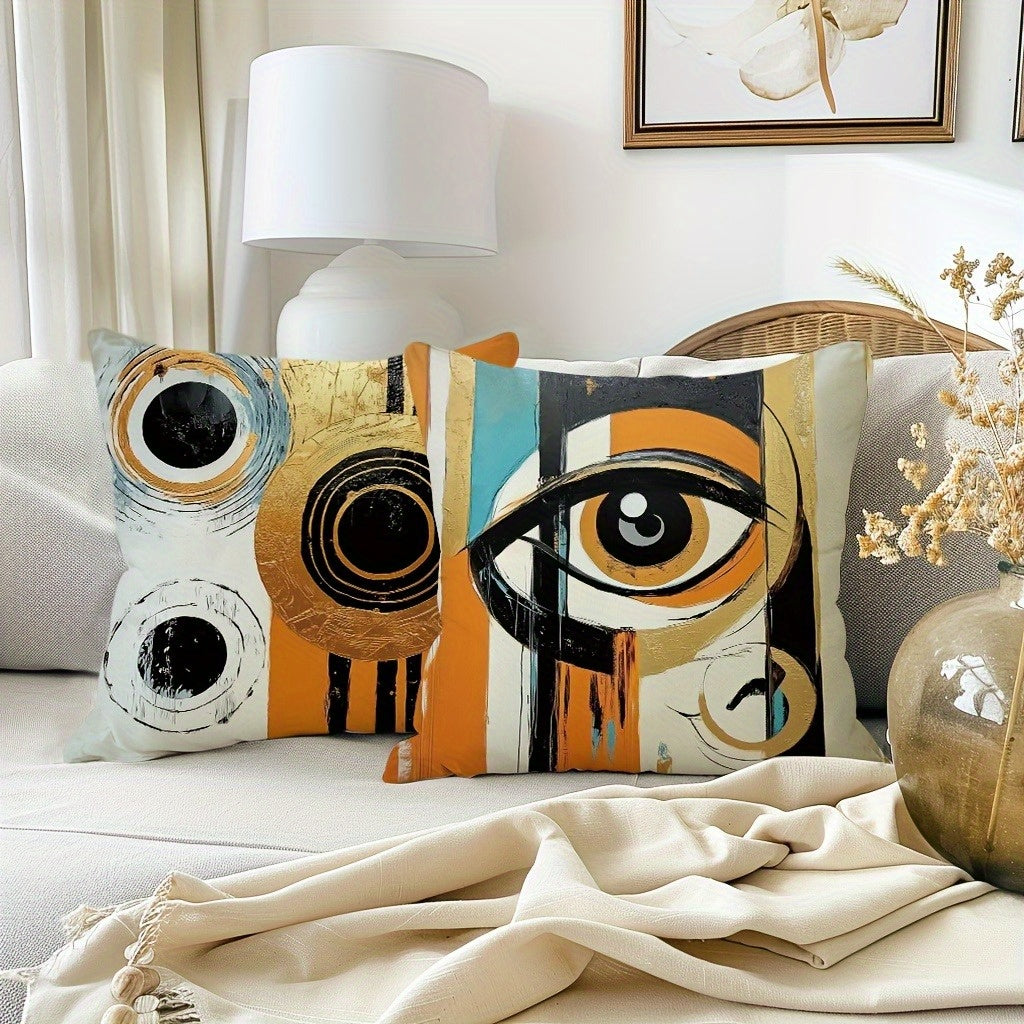 4pcs African Art Throw Pillow Covers Set - Stylish Home Decor with One-Sided Print, Square Polyester Cushion Covers, Modern Sofa Decorative Pillowcases