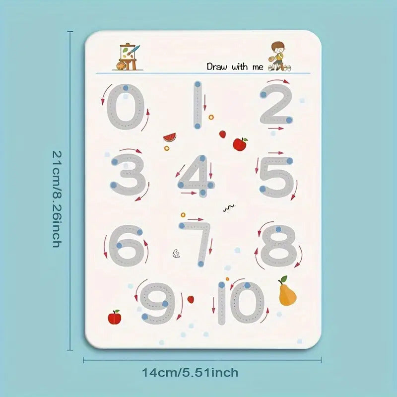 32-Page Magic Writing Practice Book - Reusable Pencil Control Training Workbook with Tracing Letters, Numbers & Shapes, Interactive Whiteboard-Style Pages for, Kindergarten Learning, Activities, Christmas/Halloween Gift, Educ