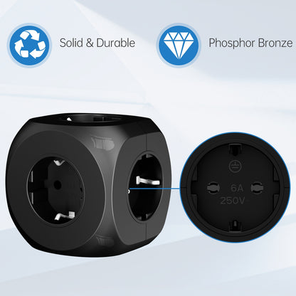 Tomada elétrica padrão europeia 5 em 1, extensão de parede com 5 fichas europeias – Resolva a falta de tomadas na sala de estar, quarto, escritório e cozinha.