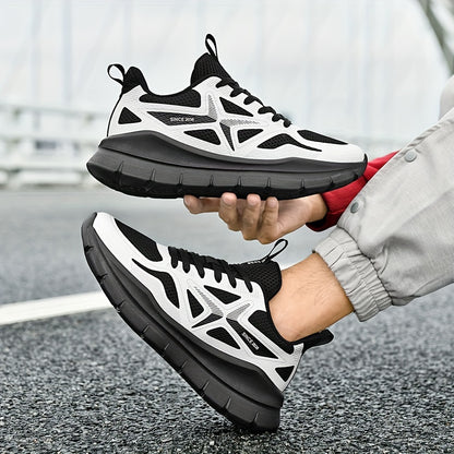 Ténis desportivos unissexo para corrida de rua, ténis casuais, respiráveis ​​e leves de cano baixo com sola grossa para todas as estações, calçado desportivo confortável e durável para caminhadas e atividades ao ar livre - fecho com atacadores.