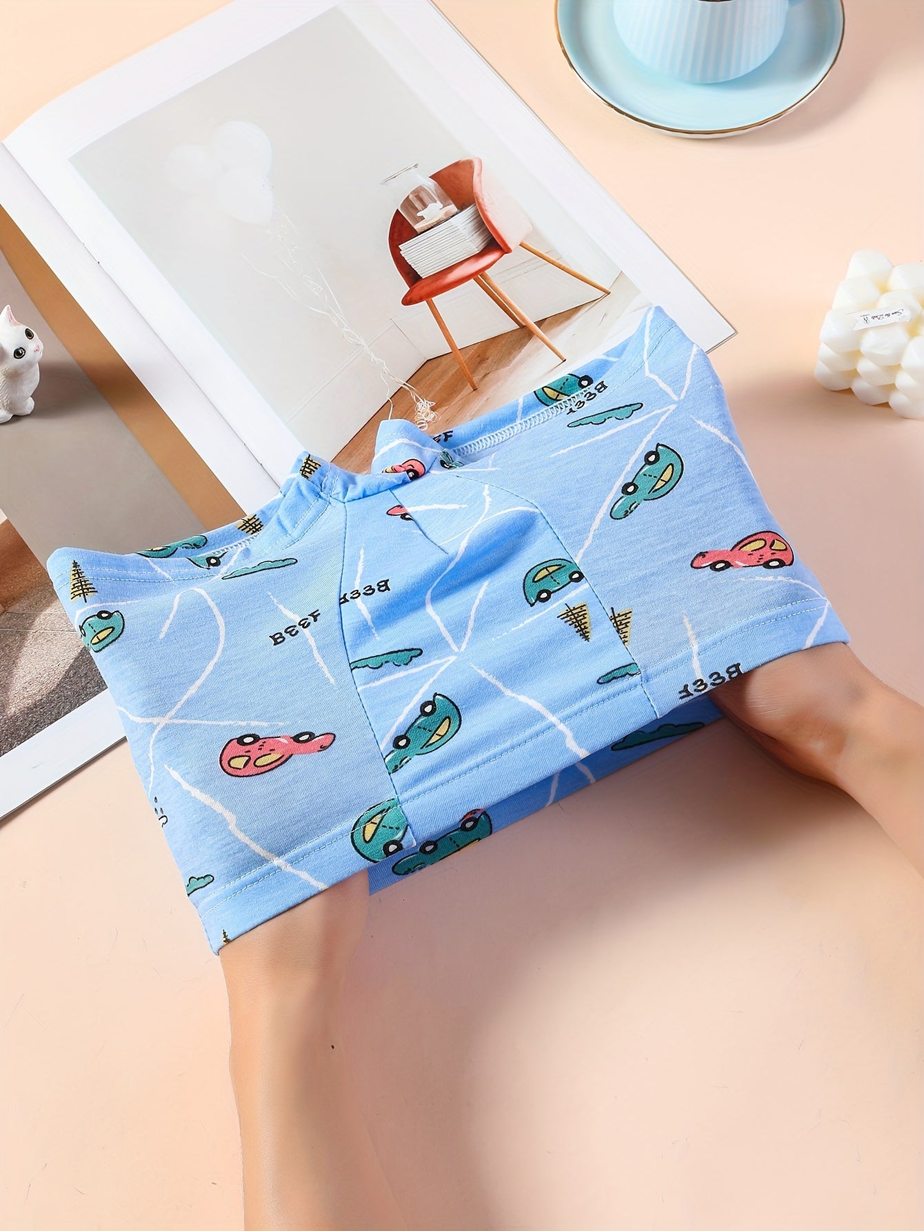 3pcs Toddler Kid Boys Underwear Soft Breathable Cartoon Car Pattern Comfy Boxers Briefs