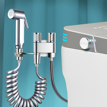 Square and Round Pressurized Spray Gun with Stainless Steel Flat Bracket, Featuring Dual Water Outlet Valve for Toilet Companion - Powerful Jet