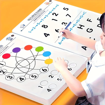 Conjunto de Caderno Mágico Reutilizável com 64 Páginas | Desenvolvimento Cerebral Integral, Controlo da Caneta e Atividades Educativas de Desenho | Aprenda a Escrever com Papel | Páginas Coloridas | Presente para o Regresso às Aulas