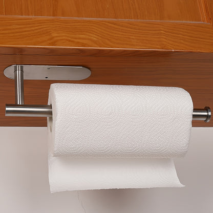 1pc Self-Adhesive Paper Towel Holder Under Cabinet For Kitchen, Bathroom Tissue And Towel Holder, Plastic Wrap And Roll Paper Storage Storage Rack, Home Kitchen Bathroom Supplies