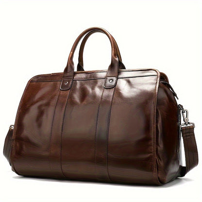 NIUCUNZH Men's First Layer Cowhide Leather Travel Duffel Bag - Large Capacity Carry-On with Adjustable Straps, Multiple Compartments & Reinforced Handles, Sleek Black for Weekend Trips, Daily Commute & Casual Travel, Travel B