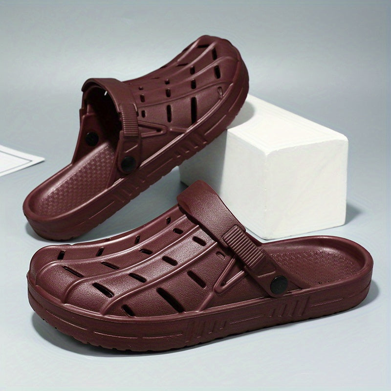 Men's Fashionable Breathable Oversized Clogs - Casual Slip-On Beach & Garden Sandals, EVA Material