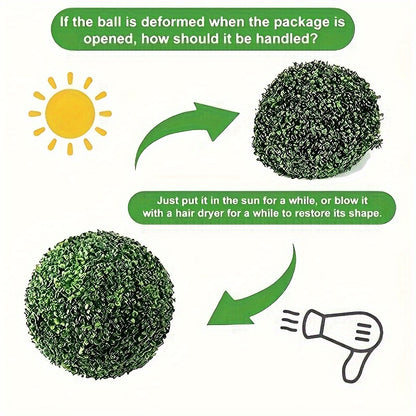 1pc Artificial Green Grass Ball, Various Sizes Of Boxwood Hanging Decorative Ball, Suitable For Family, Courtyard, Outdoor Garden, Courtyard, Wedding Party Decoration