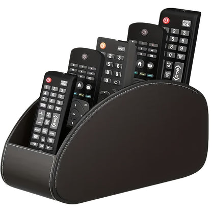 1pc Faux Leather Remote Control Holder - a Desktop Storage Box with 5 Compartments, Suitable for Organizing And Decorating Your Desk, Ideal for TV Remotes/Media Controllers/Office Supplies, a Home Open Storage Box, And a Hous