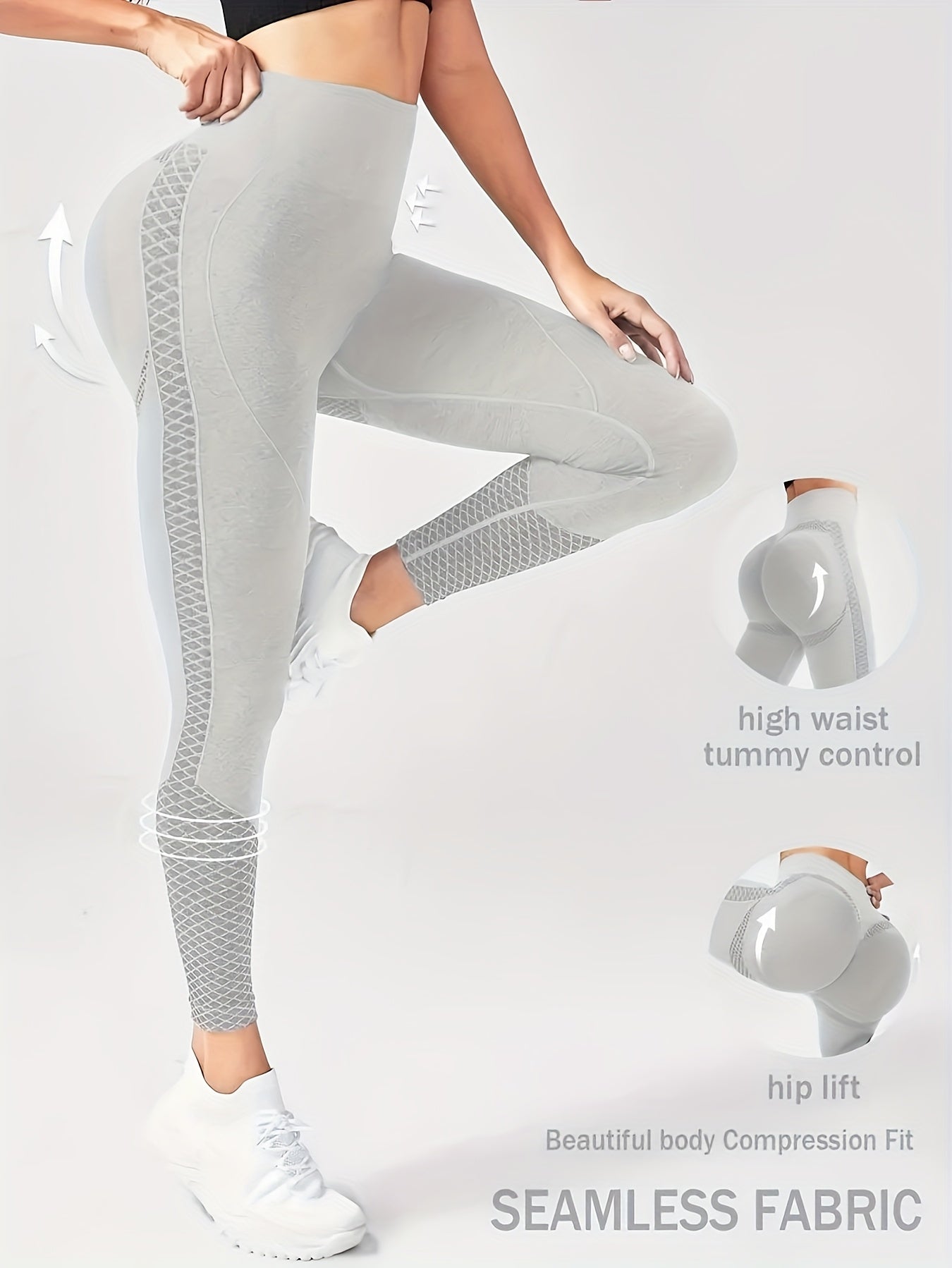 High-Waisted Compression Sports Leggings for Women - Ultra-Comfortable, Tummy Control, Sweat-Wicking, Four-Way Stretch, Cropped Length, Wide Waistband, Elegant Design for Yoga, Fitness, and Casual Attire, Butt Lifting Legging