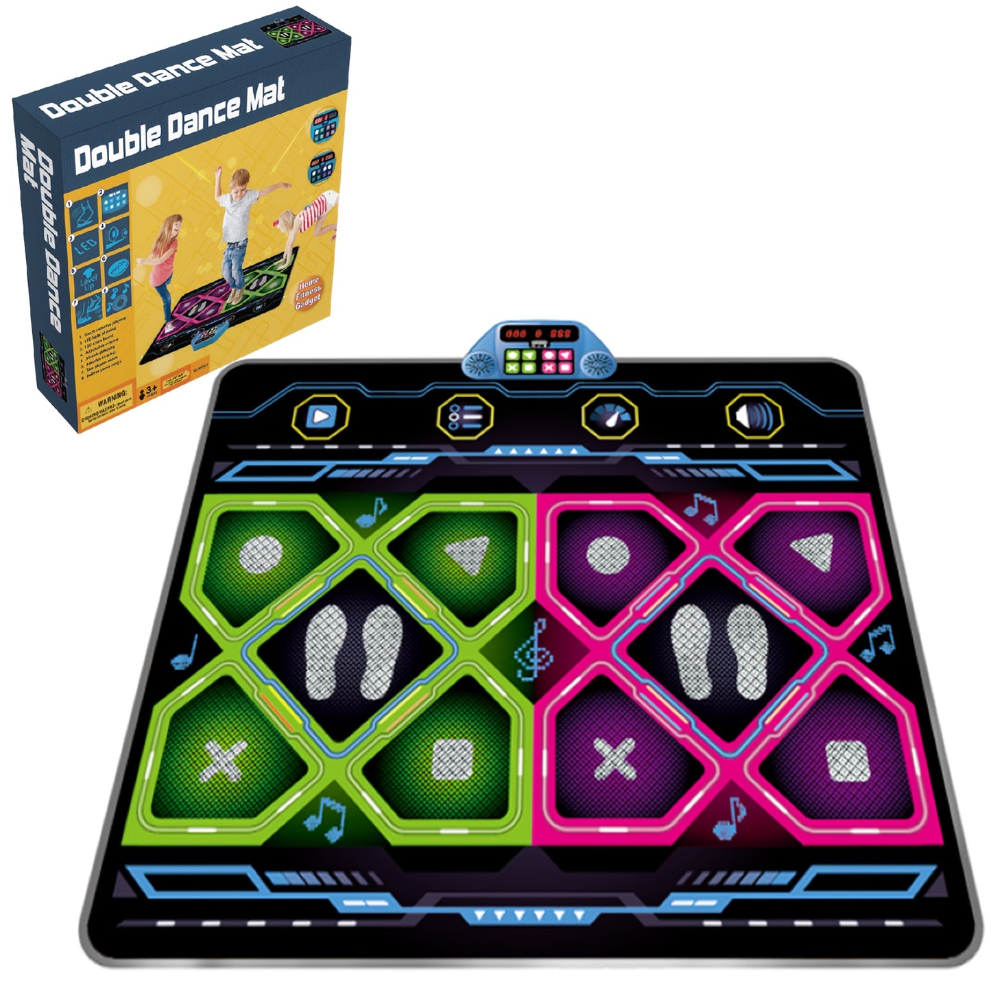 Double dance mat for Youngsters, Dance Mixer Rhythm Step Play Mat, Dance Game Toy Gift for Youngsters Girls Boys, Dance Pad with LED Lights, Adjustable Volume, Built-in Music, 3 Challenge Levels (3-12 Years Old)
