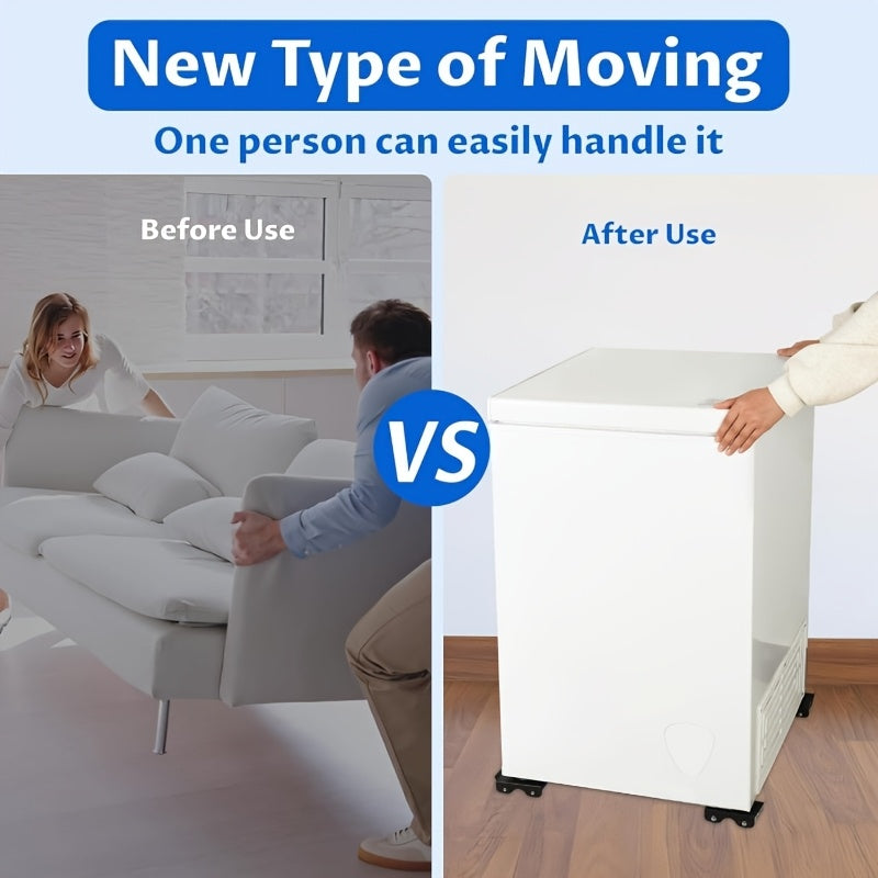 Furniture Sliders of 4 Metal Furniture Movers with 8 Wheels - Heavy Duty Furniture Lift Mover Tool Set of 340.19 KG Load Capacity Easy Sliders Roller Dolly for Moving Cabinet Piano Appliances Sof