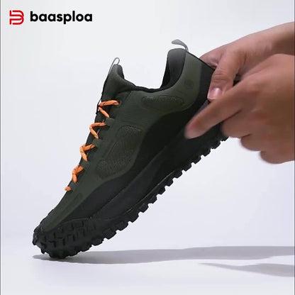 Sapatilhas de caminhada e trail para homem BAASPLOA para todas as estações - Sapatilhas casuais com atacadores, topo em tecido resistente, interior respirável, sola antiderrapante em MD, de cano baixo, ideal para as atividades de lazer diárias.