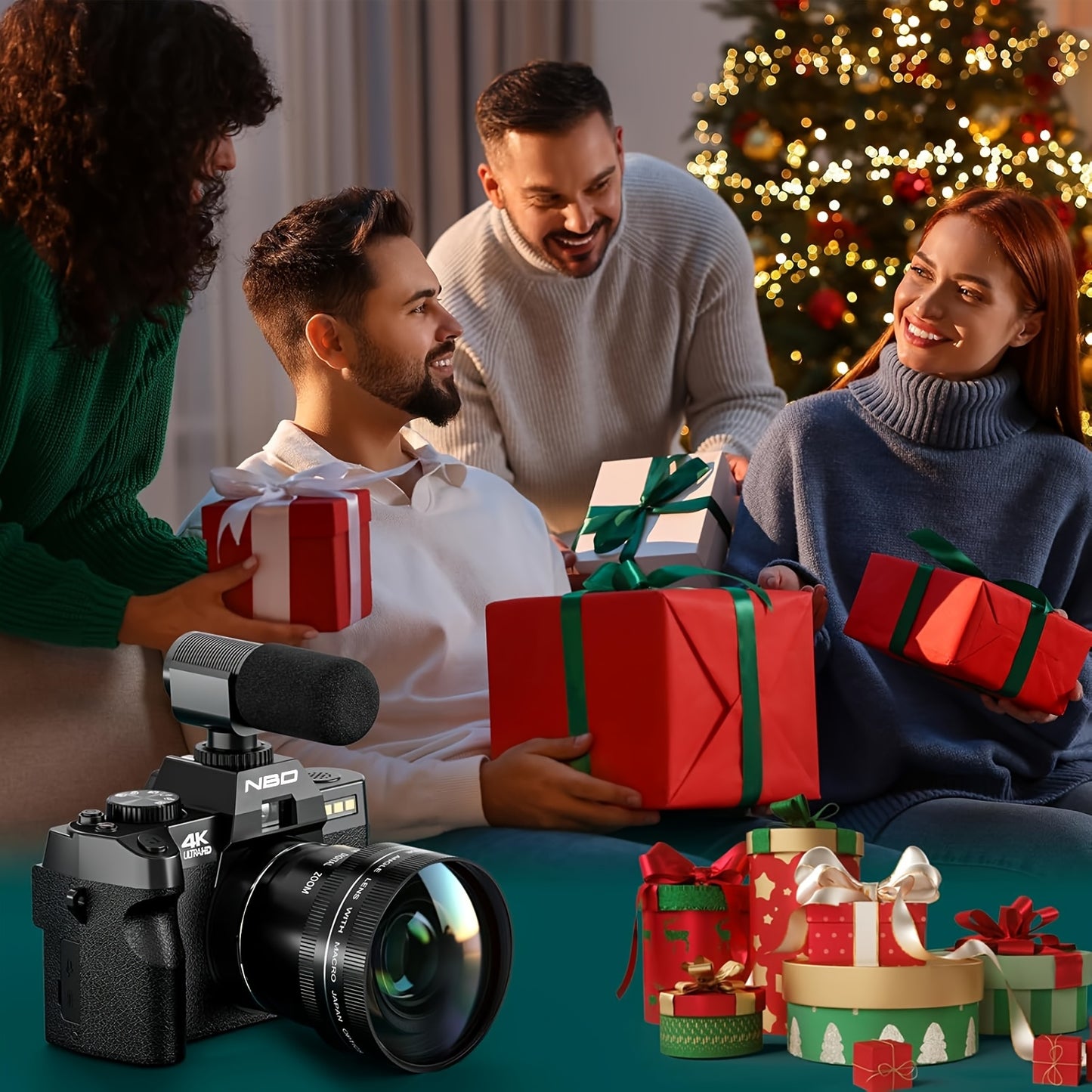 NBD 48MP Digital Cameras for Photography with WiFi & App Control, 4K Autofocus Vlogging Camera for YouTube with 16X Zoom, Anti-Shake, 32GB TF Card, Dual Batteries, 52mm Wide Angle & Macro Lens